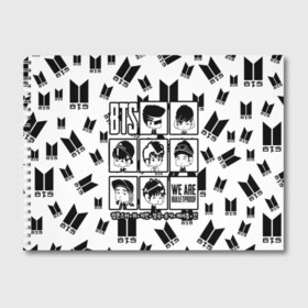 Альбом для рисования с принтом BTS WE ARE BULLETPROOF в городе Новоалтайск, 100% бумага
 | матовая бумага, плотность 200 мг. | Тематика изображения на принте: bangtan | boy | j hope | jimin | jin | jungkook | korea | luv | rm | suga | v | with | бтс | кей | поп