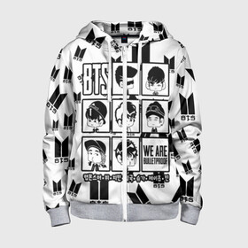 Детская толстовка 3D на молнии с принтом BTS WE ARE BULLETPROOF в городе Новоалтайск, 100% полиэстер |  манжеты и пояс оформлены широкой мягкой резинкой, двухслойный капюшон со шнурком для регулировки, спереди карманы и застежка-молния
 | Тематика изображения на принте: bangtan | boy | j hope | jimin | jin | jungkook | korea | luv | rm | suga | v | with | бтс | кей | поп