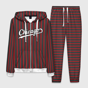 Мужской костюм 3D с принтом Chicago Bulls classic в городе Новоалтайск, 100% полиэстер | Манжеты и пояс оформлены тканевой резинкой, двухслойный капюшон со шнурком для регулировки, карманы спереди | Тематика изображения на принте: chicago bulls | nba | нба | чикаго