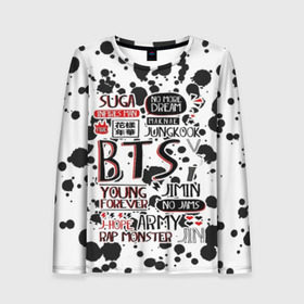 Женский лонгслив 3D с принтом BTS K-POP ARMY в городе Новоалтайск, 100% полиэстер | длинные рукава, круглый вырез горловины, полуприлегающий силуэт | bangtan | boy | j hope | jimin | jin | jungkook | korea | luv | rm | suga | v | with | бтс | кей | поп