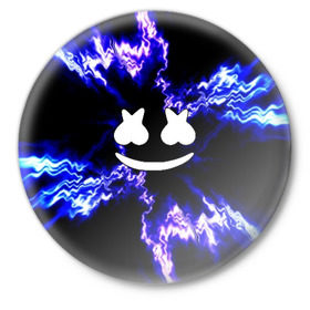 Значок с принтом Marshmello DJ в городе Новоалтайск,  металл | круглая форма, металлическая застежка в виде булавки | Тематика изображения на принте: christopher comstock | dj | marshmello | music | диджей | клубная музыка | клубняк | крис комсток | логотип | маршмеллоу | музыка