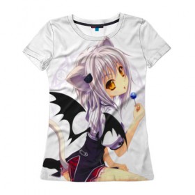 Женская футболка 3D с принтом High School DxD, Конэко в городе Новоалтайск, 100% полиэфир ( синтетическое хлопкоподобное полотно) | прямой крой, круглый вырез горловины, длина до линии бедер | high school dxd | highschool dxd | koneko toujou | аниме | демоны старшей школы | конэко | конэко тодзё | манга | ранобэ | старшая школа dxd | старшая школа демоны против падших