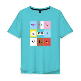 Мужская футболка хлопок Oversize с принтом BTS BT21 в городе Новоалтайск, 100% хлопок | свободный крой, круглый ворот, “спинка” длиннее передней части | bangtan boys | bt21 | bts | bts army | bts stickers | j hope | jimin | jin | jungkook | k pop | rap monster | rapmon | suga | v | бтс | корея | стикеры bts