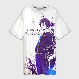 Платье-футболка 3D с принтом NORAGAMI Yato blue в городе Новоалтайск,  |  | anime | noragami | аниме | бездомный бог | манга | норагами | хиёри ики | ято