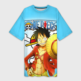 Платье-футболка 3D с принтом One Piece шляпа в городе Новоалтайск,  |  | monkey d. luffy | one piece | tony tony chopper | аниме | большой куш | ван пис | ванпис | манга | манки д. луффи | пираты | пираты соломенной шляпы | тони тони чоппер