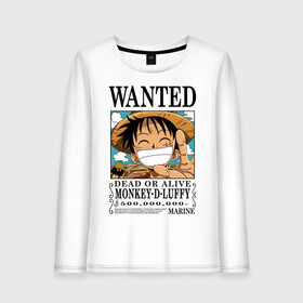 Женский лонгслив хлопок с принтом One Piece в городе Новоалтайск, 100% хлопок |  | monkey d. luffy | one piece | tony tony chopper | аниме | большой куш | ван пис | ванпис | манга | манки д. луффи | пираты | пираты соломенной шляпы | тони тони чоппер