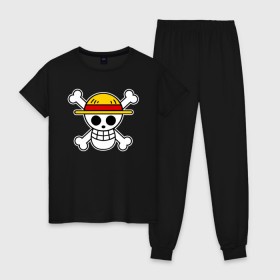Женская пижама хлопок с принтом One Piece в городе Новоалтайск, 100% хлопок | брюки и футболка прямого кроя, без карманов, на брюках мягкая резинка на поясе и по низу штанин | monkey d. luffy | one piece | tony tony chopper | аниме | большой куш | ван пис | ванпис | манга | манки д. луффи | пираты | пираты соломенной шляпы | тони тони чоппер