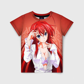 Детская футболка 3D с принтом High School DxD, Риас в городе Новоалтайск, 100% гипоаллергенный полиэфир | прямой крой, круглый вырез горловины, длина до линии бедер, чуть спущенное плечо, ткань немного тянется | high school dxd | highschool dxd | rias gremory | аниме | демоны старшей школы | манга | ранобэ | риас | риас гремори | старшая школа dxd | старшая школа демоны против падших | хай сукуру dxd