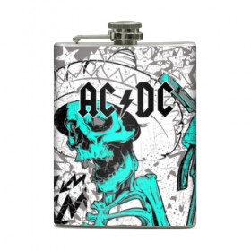 Фляга с принтом AC/DC в городе Новоалтайск, металлический корпус | емкость 0,22 л, размер 125 х 94 мм. Виниловая наклейка запечатывается полностью | Тематика изображения на принте: ac dc | acdc | back in black | columbia | epic | force | guitar | pop | rock | vevo | ангус | блюз | рок | хард | янг