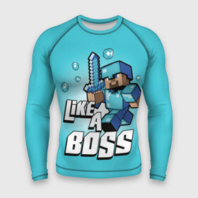 Мужской рашгард 3D с принтом Майнкрафт в городе Новоалтайск,  |  | like a boss | minecraft | игры | компьютерные игры | майнкрафт | мобы майнкрафт | стив