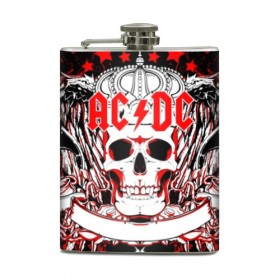 Фляга с принтом AC/DC в городе Новоалтайск, металлический корпус | емкость 0,22 л, размер 125 х 94 мм. Виниловая наклейка запечатывается полностью | Тематика изображения на принте: ac dc | acdc | back in black | columbia | epic | force | guitar | pop | rock | vevo | ангус | блюз | рок | хард | янг