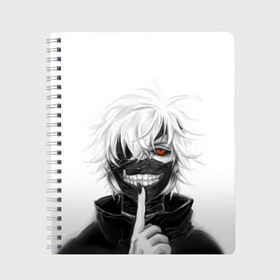 Тетрадь с принтом Kaneki Ken в городе Новоалтайск, 100% бумага | 48 листов, плотность листов — 60 г/м2, плотность картонной обложки — 250 г/м2. Листы скреплены сбоку удобной пружинной спиралью. Уголки страниц и обложки скругленные. Цвет линий — светло-серый
 | anteiku | ghoul | kaneki | ken | tokyo | антейку | гуль | канеки | кен | токийский