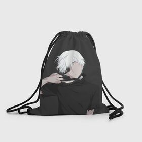 Рюкзак-мешок 3D с принтом Kaneki Ken в городе Новоалтайск, 100% полиэстер | плотность ткани — 200 г/м2, размер — 35 х 45 см; лямки — толстые шнурки, застежка на шнуровке, без карманов и подкладки | Тематика изображения на принте: anteiku | ghoul | kaneki | ken | tokyo | антейку | гуль | канеки | кен | токийский