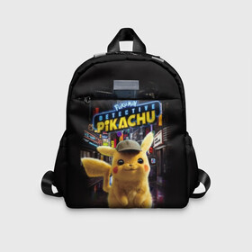 Детский рюкзак 3D с принтом Pikachu Detective в городе Новоалтайск, 100% полиэстер | лямки с регулируемой длиной, сверху петелька, чтобы рюкзак можно было повесить на вешалку. Основное отделение закрывается на молнию, как и внешний карман. Внутри дополнительный карман. По бокам два дополнительных кармашка | Тематика изображения на принте: anime | game | nintendo | pikachu | pokemon | аниме | детектив | игра | кино | пикачу | покемон | эш кетчум