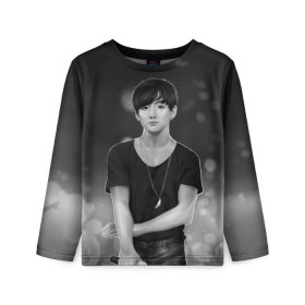 Детский лонгслив 3D с принтом BTS Jungkook в городе Новоалтайск, 100% полиэстер | длинные рукава, круглый вырез горловины, полуприлегающий силуэт
 | bts | jimin | jin | jungkook | k pop | kim taehyung | korean | suga | бтс | джонгук | ким сокчин | ким тэ хён | корейский поп | корея | мин юнги | пак | суга | чимин | чон