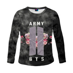 Женский лонгслив 3D с принтом BTS K-POP ARMY в городе Новоалтайск, 100% полиэстер | длинные рукава, круглый вырез горловины, полуприлегающий силуэт | bangtan | bighit | boy | fake love | j hope | jimin | jin | jungkook | korea | kpop | live | luv | mic drop | rm | suga | v | with | бтс | кей | поп