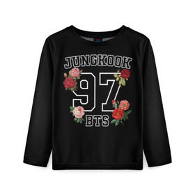 Детский лонгслив 3D с принтом JUNGKOOK 97 BTS в городе Новоалтайск, 100% полиэстер | длинные рукава, круглый вырез горловины, полуприлегающий силуэт
 | bangtan | bighit | boy | fake love | j hope | jimin | jin | jungkook | korea | kpop | live | luv | mic drop | rm | suga | v | with | бтс | кей | поп