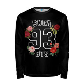 Мужской лонгслив 3D с принтом SUGA 93 BTS в городе Новоалтайск, 100% полиэстер | длинные рукава, круглый вырез горловины, полуприлегающий силуэт | bangtan | bighit | boy | fake love | j hope | jimin | jin | jungkook | korea | kpop | live | luv | mic drop | rm | suga | v | with | бтс | кей | поп
