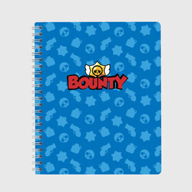 Тетрадь с принтом Bounty BS в городе Новоалтайск, 100% бумага | 48 листов, плотность листов — 60 г/м2, плотность картонной обложки — 250 г/м2. Листы скреплены сбоку удобной пружинной спиралью. Уголки страниц и обложки скругленные. Цвет линий — светло-серый
 | brawl stars | jessie | leon | spike | бравл старс | джесси | леон | спайк