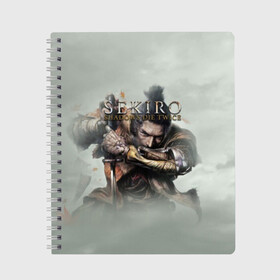 Тетрадь с принтом Sekiro Shadows Die Twice в городе Новоалтайск, 100% бумага | 48 листов, плотность листов — 60 г/м2, плотность картонной обложки — 250 г/м2. Листы скреплены сбоку удобной пружинной спиралью. Уголки страниц и обложки скругленные. Цвет линий — светло-серый
 | Тематика изображения на принте: japan | sekiro | однорукий волк | самурай | секиро | сэнгоку | экшн | япония