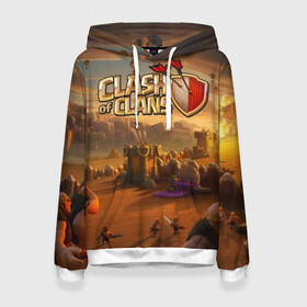 Женская толстовка 3D с принтом Clash of Clans в городе Новоалтайск, 100% полиэстер  | двухслойный капюшон со шнурком для регулировки, мягкие манжеты на рукавах и по низу толстовки, спереди карман-кенгуру с мягким внутренним слоем. | base | clan wars | coc | hall | hog rider | royale | town | trap | база | гоблин | золото | клеш оф кленс | кок | крепость | кристаллы | трофей | эликсир