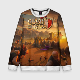 Детский свитшот 3D с принтом Clash of Clans в городе Новоалтайск, 100% полиэстер | свободная посадка, прямой крой, мягкая тканевая резинка на рукавах и понизу свитшота | base | clan wars | coc | hall | hog rider | royale | town | trap | база | гоблин | золото | клеш оф кленс | кок | крепость | кристаллы | трофей | эликсир