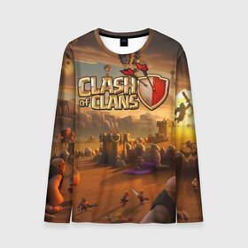 Мужской лонгслив 3D с принтом Clash of Clans в городе Новоалтайск, 100% полиэстер | длинные рукава, круглый вырез горловины, полуприлегающий силуэт | base | clan wars | coc | hall | hog rider | royale | town | trap | база | гоблин | золото | клеш оф кленс | кок | крепость | кристаллы | трофей | эликсир