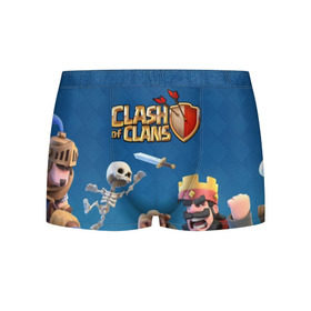 Мужские трусы 3D с принтом Clash of Clans в городе Новоалтайск, 50% хлопок, 50% полиэстер | классическая посадка, на поясе мягкая тканевая резинка | base | clan wars | coc | hall | hog rider | royale | town | trap | база | гоблин | золото | клеш оф кленс | кок | крепость | кристаллы | трофей | эликсир