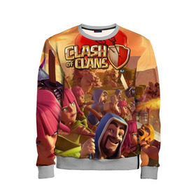 Детский свитшот 3D с принтом Clash of Clans в городе Новоалтайск, 100% полиэстер | свободная посадка, прямой крой, мягкая тканевая резинка на рукавах и понизу свитшота | base | clan wars | coc | hall | hog rider | royale | town | trap | база | гоблин | золото | клеш оф кленс | кок | крепость | кристаллы | трофей | эликсир