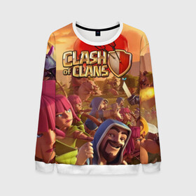 Мужской свитшот 3D с принтом Clash of Clans в городе Новоалтайск, 100% полиэстер с мягким внутренним слоем | круглый вырез горловины, мягкая резинка на манжетах и поясе, свободная посадка по фигуре | base | clan wars | coc | hall | hog rider | royale | town | trap | база | гоблин | золото | клеш оф кленс | кок | крепость | кристаллы | трофей | эликсир