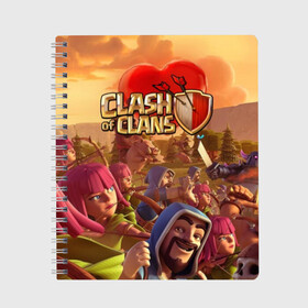 Тетрадь с принтом Clash of Clans в городе Новоалтайск, 100% бумага | 48 листов, плотность листов — 60 г/м2, плотность картонной обложки — 250 г/м2. Листы скреплены сбоку удобной пружинной спиралью. Уголки страниц и обложки скругленные. Цвет линий — светло-серый
 | base | clan wars | coc | hall | hog rider | royale | town | trap | база | гоблин | золото | клеш оф кленс | кок | крепость | кристаллы | трофей | эликсир