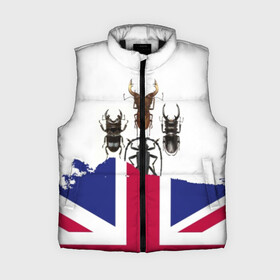 Женский жилет утепленный 3D с принтом Жуки в городе Новоалтайск,  |  | england | flag | the beatles | англия | жуки | флаг