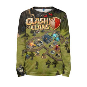 Детский лонгслив 3D с принтом Clash of Clans в городе Новоалтайск, 100% полиэстер | длинные рукава, круглый вырез горловины, полуприлегающий силуэт
 | base | clan wars | coc | hall | hog rider | royale | town | trap | база | гоблин | золото | клеш оф кленс | кок | крепость | кристаллы | трофей | эликсир
