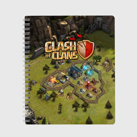 Тетрадь с принтом Clash of Clans в городе Новоалтайск, 100% бумага | 48 листов, плотность листов — 60 г/м2, плотность картонной обложки — 250 г/м2. Листы скреплены сбоку удобной пружинной спиралью. Уголки страниц и обложки скругленные. Цвет линий — светло-серый
 | base | clan wars | coc | hall | hog rider | royale | town | trap | база | гоблин | золото | клеш оф кленс | кок | крепость | кристаллы | трофей | эликсир