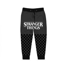 Детские брюки 3D с принтом STRANGER THINGS Gray в городе Новоалтайск, 100% полиэстер | манжеты по низу, эластичный пояс регулируется шнурком, по бокам два кармана без застежек, внутренняя часть кармана из мелкой сетки | 11 | 3 сезон | eleven | logo | netflix | stranger | things | дела | крайне | лого | логотип | одинадцать | одиннадцать | очень | события | странные | стренджер