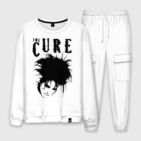 Мужской костюм хлопок с принтом The Cure в городе Новоалтайск, 100% хлопок | на свитшоте круглая горловина, мягкая резинка по низу. Брюки заужены к низу, на них два вида карманов: два “обычных” по бокам и два объемных, с клапанами, расположенные ниже линии бедра. Брюки с мягкой трикотажной резинкой на поясе и по низу штанин. В поясе для дополнительного комфорта — широкие завязки | cure | robert james smith | the cure | готик рок | группы | музыка | постпанк | роберт смит | рок