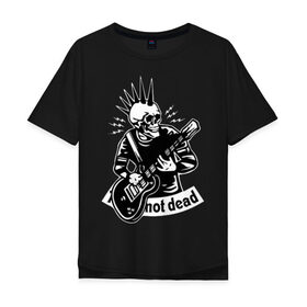 Мужская футболка хлопок Oversize с принтом Punks not dead в городе Новоалтайск, 100% хлопок | свободный крой, круглый ворот, “спинка” длиннее передней части | guitar | motto | music | punk | rock | skull | гитара | девиз | музыка | панк | рок | череп