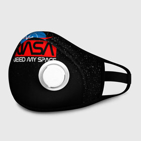 Маска из неопрена с принтом NASA (НА СПИНЕ) в городе Новоалтайск, неопрен 100% | Форма огибающая нос. Резинки для ушей с дополнительной резинкой на затылке. Клапан для выдоха для активного дыхания при занятиях спортом. Эластичный материал маски и окантовки для лучшего растяжения и прилегания маски.  | galaxy | nasa | space | space company | star | астрономия | галактика | звезды | космическая компания | космос | наса