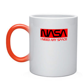 Кружка хамелеон с принтом NASA (НА СПИНЕ) в городе Новоалтайск, керамика | меняет цвет при нагревании, емкость 330 мл | flag | galaxy | nasa | space | space company | star | usa | астрономия | галактика | звезды | космическая компания | космос | наса | сша | флаг