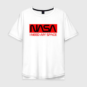 Футболка хлопок Оверсайз с принтом NASA (НА СПИНЕ) в городе Новоалтайск, 100% хлопок | свободный крой, круглый ворот, “спинка” длиннее передней части | flag | galaxy | nasa | space | space company | star | usa | астрономия | галактика | звезды | космическая компания | космос | наса | сша | флаг
