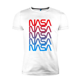 Мужская футболка премиум с принтом NASA в городе Новоалтайск, 92% хлопок, 8% лайкра | приталенный силуэт, круглый вырез ворота, длина до линии бедра, короткий рукав | galaxy | nasa | space | space company | star | астрономия | галактика | звезды | космическая компания | космос | наса
