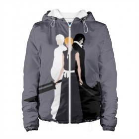 Женская куртка 3D с принтом Kurosaki Ichigo в городе Новоалтайск, ткань верха — 100% полиэстер, подклад — флис | прямой крой, подол и капюшон оформлены резинкой с фиксаторами, два кармана без застежек по бокам, один большой потайной карман на груди. Карман на груди застегивается на липучку | 