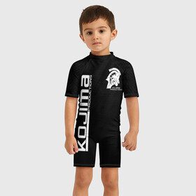 Детский купальный костюм 3D с принтом KOJIMA PRODUCTIONS в городе Новоалтайск, Полиэстер 85%, Спандекс 15% | застежка на молнии на спине | bridges | death stranding | fragile express | games | kojima | kojima productions | logo | ludens | игры | кодзима | лого | люденс