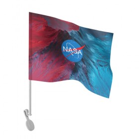 Флаг для автомобиля с принтом NASA в городе Новоалтайск, 100% полиэстер | Размер: 30*21 см | galaxy | nasa | space | space company | star | астрономия | галактика | звезды | космическая компания | космос | наса
