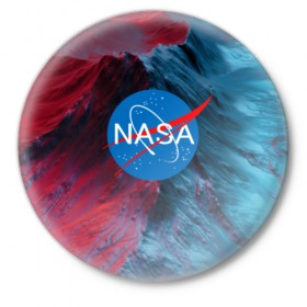 Значок с принтом NASA в городе Новоалтайск,  металл | круглая форма, металлическая застежка в виде булавки | Тематика изображения на принте: galaxy | nasa | space | space company | star | астрономия | галактика | звезды | космическая компания | космос | наса
