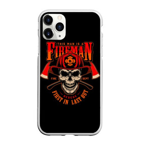Чехол для iPhone 11 Pro матовый с принтом Пожарный в городе Новоалтайск, Силикон |  | axes | crossed | emblem | fire | fireman | helmet | red | retro | skull | vintage | каска | красные | огонь | пожарный | рэтро | скрещенные | старинная | топоры | череп | эмблема