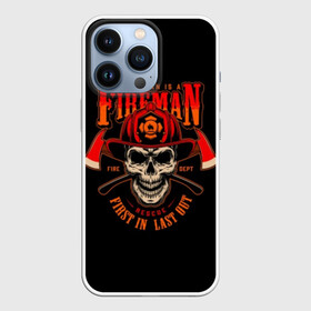 Чехол для iPhone 13 Pro с принтом Пожарный в городе Новоалтайск,  |  | axes | crossed | emblem | fire | fireman | helmet | red | retro | skull | vintage | каска | красные | огонь | пожарный | рэтро | скрещенные | старинная | топоры | череп | эмблема