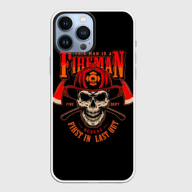 Чехол для iPhone 13 Pro Max с принтом Пожарный в городе Новоалтайск,  |  | axes | crossed | emblem | fire | fireman | helmet | red | retro | skull | vintage | каска | красные | огонь | пожарный | рэтро | скрещенные | старинная | топоры | череп | эмблема