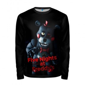 Мужской лонгслив 3D с принтом Five Nights At Freddy`s в городе Новоалтайск, 100% полиэстер | длинные рукава, круглый вырез горловины, полуприлегающий силуэт | five nights at freddys | foxy | аниматроники | игра | компьютерная игра | робот | фокси | фредди | фреди | чика