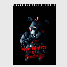 Скетчбук с принтом Five Nights At Freddys в городе Новоалтайск, 100% бумага
 | 48 листов, плотность листов — 100 г/м2, плотность картонной обложки — 250 г/м2. Листы скреплены сверху удобной пружинной спиралью | five nights at freddys | foxy | аниматроники | игра | компьютерная игра | робот | фокси | фредди | фреди | чика